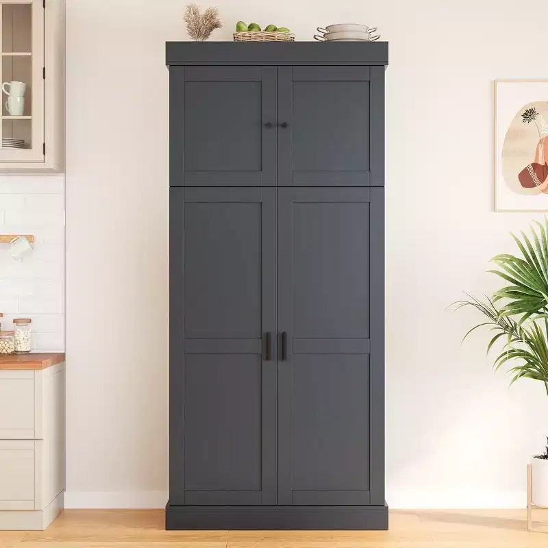 Garde-manger de cuisine autoportant Whisen de 77 po de hauteur, grand buffet de rangement pour salle à manger avec étagères de porte, étagères réglables