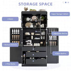 Garde-manger de cuisine autoportant Whisen de 77 po de hauteur, grand buffet de rangement pour salle à manger avec étagères de porte, étagères réglables