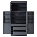 Garde-manger de cuisine autoportant Whisen de 77 po de hauteur, grand buffet de rangement pour salle à manger avec étagères de porte, étagères réglables