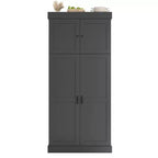 Garde-manger de cuisine autoportant Whisen de 77 po de hauteur, grand buffet de rangement pour salle à manger avec étagères de porte, étagères réglables
