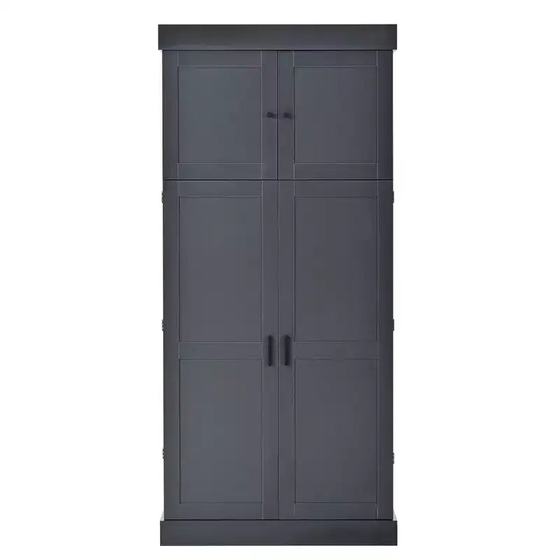 Garde-manger de cuisine autoportant Whisen de 77 po de hauteur, grand buffet de rangement pour salle à manger avec étagères de porte, étagères réglables