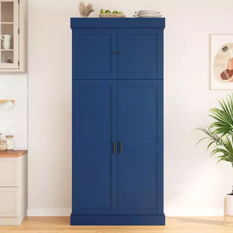 Garde-manger de cuisine autoportant Whisen de 77 po de hauteur, grand buffet de rangement pour salle à manger avec étagères de porte, étagères réglables