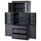 Garde-manger de cuisine autoportant Whisen de 77 po de hauteur, grand buffet de rangement pour salle à manger avec étagères de porte, étagères réglables