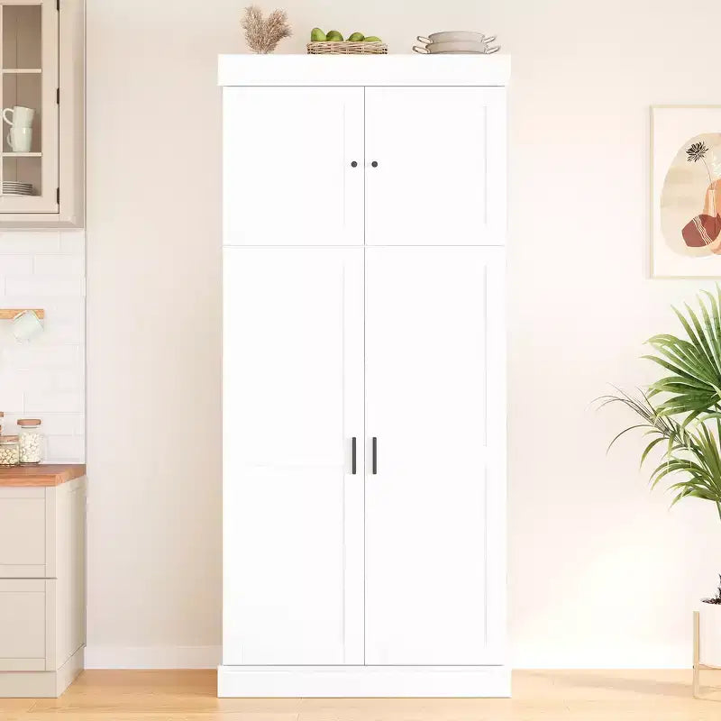 Garde-manger de cuisine autoportant Whisen de 77 po de hauteur, grand buffet de rangement pour salle à manger avec étagères de porte, étagères réglables