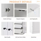 Garde-manger de cuisine autoportant Whisen de 77 po de hauteur, grand buffet de rangement pour salle à manger avec étagères de porte, étagères réglables