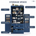 Garde-manger de cuisine autoportant Whisen de 77 po de hauteur, grand buffet de rangement pour salle à manger avec étagères de porte, étagères réglables