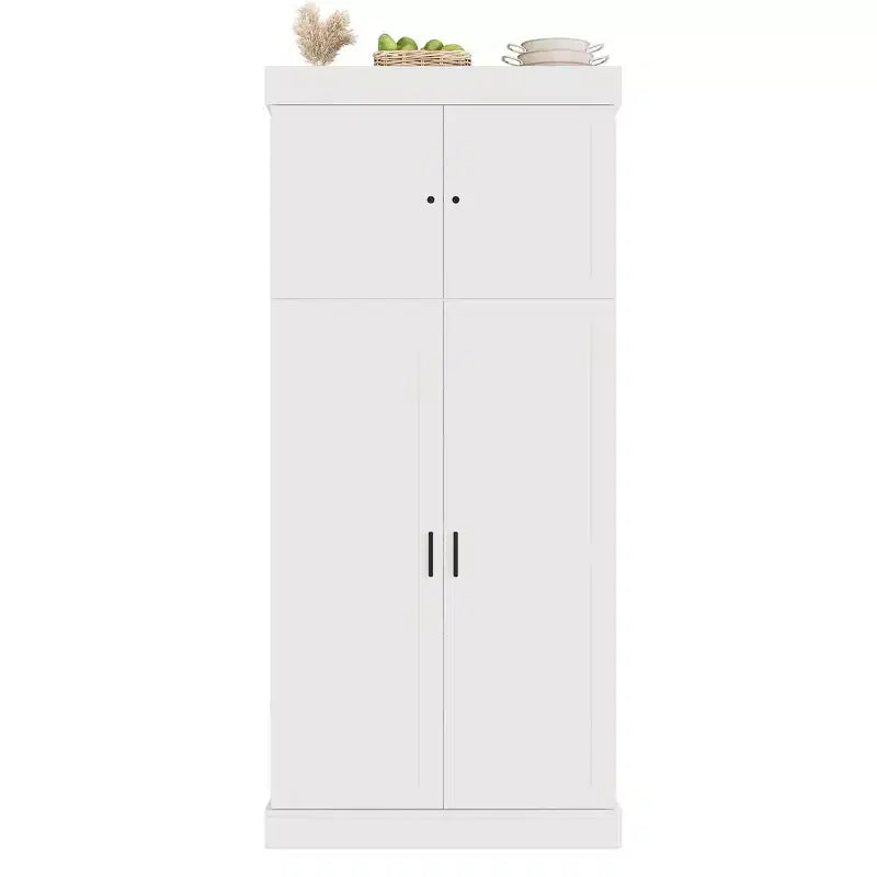 Garde-manger de cuisine autoportant Whisen de 77 po de hauteur, grand buffet de rangement pour salle à manger avec étagères de porte, étagères réglables