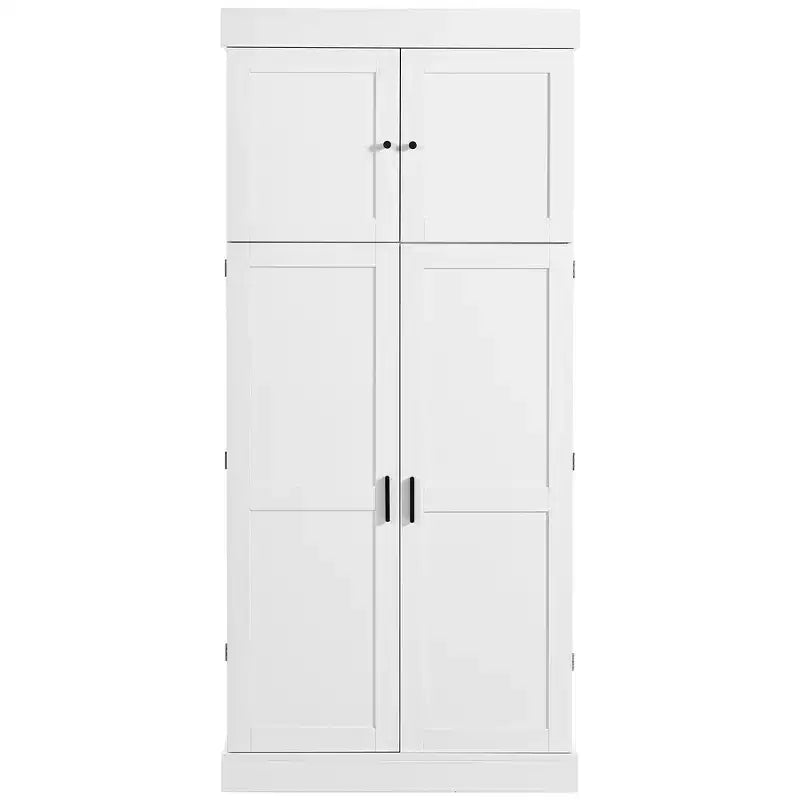 Garde-manger de cuisine autoportant Whisen de 77 po de hauteur, grand buffet de rangement pour salle à manger avec étagères de porte, étagères réglables