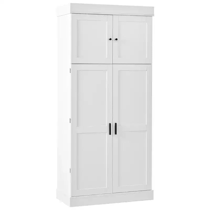 Garde-manger de cuisine autoportant Whisen de 77 po de hauteur, grand buffet de rangement pour salle à manger avec étagères de porte, étagères réglables