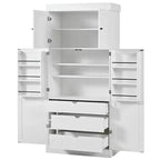 Garde-manger de cuisine autoportant Whisen de 77 po de hauteur, grand buffet de rangement pour salle à manger avec étagères de porte, étagères réglables