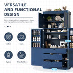 Garde-manger de cuisine autoportant Whisen de 77 po de hauteur, grand buffet de rangement pour salle à manger avec étagères de porte, étagères réglables