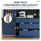 Garde-manger de cuisine autoportant Whisen de 77 po de hauteur, grand buffet de rangement pour salle à manger avec étagères de porte, étagères réglables
