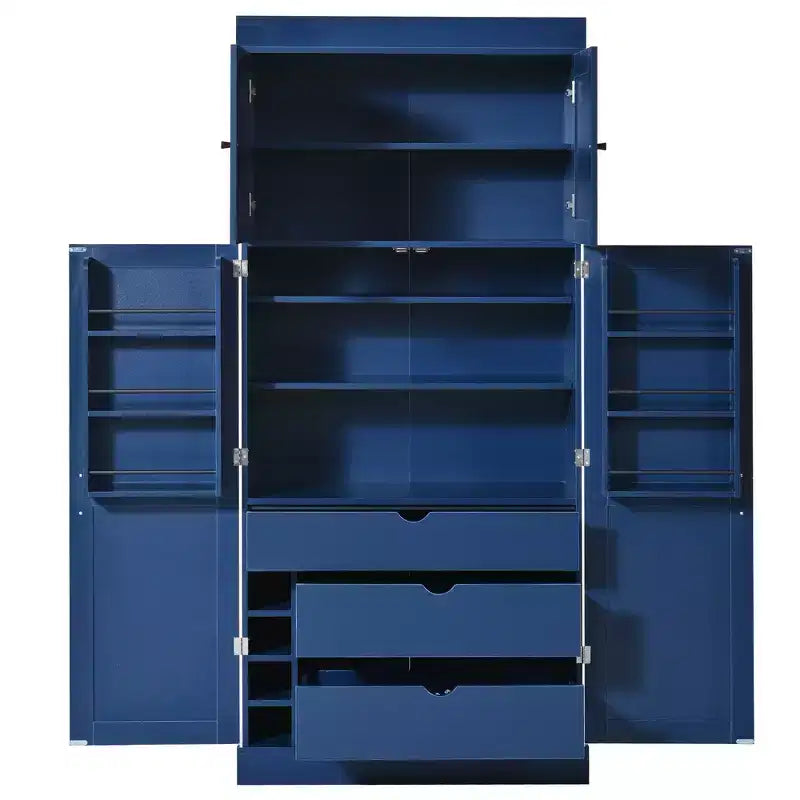 Garde-manger de cuisine autoportant Whisen de 77 po de hauteur, grand buffet de rangement pour salle à manger avec étagères de porte, étagères réglables