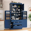 Whisen 77''H Freestanding Kitchen Storage Pantry, Large Dining Storage Cabinet Cupboard Sideboards With Door Shelves, Adjustable Shelves