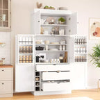 Garde-manger de cuisine autoportant Whisen de 77 po de hauteur, grand buffet de rangement pour salle à manger avec étagères de porte, étagères réglables