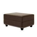 GDFStudio Eloise Velvet Upholstered Ottoman with Nailhead Trim
