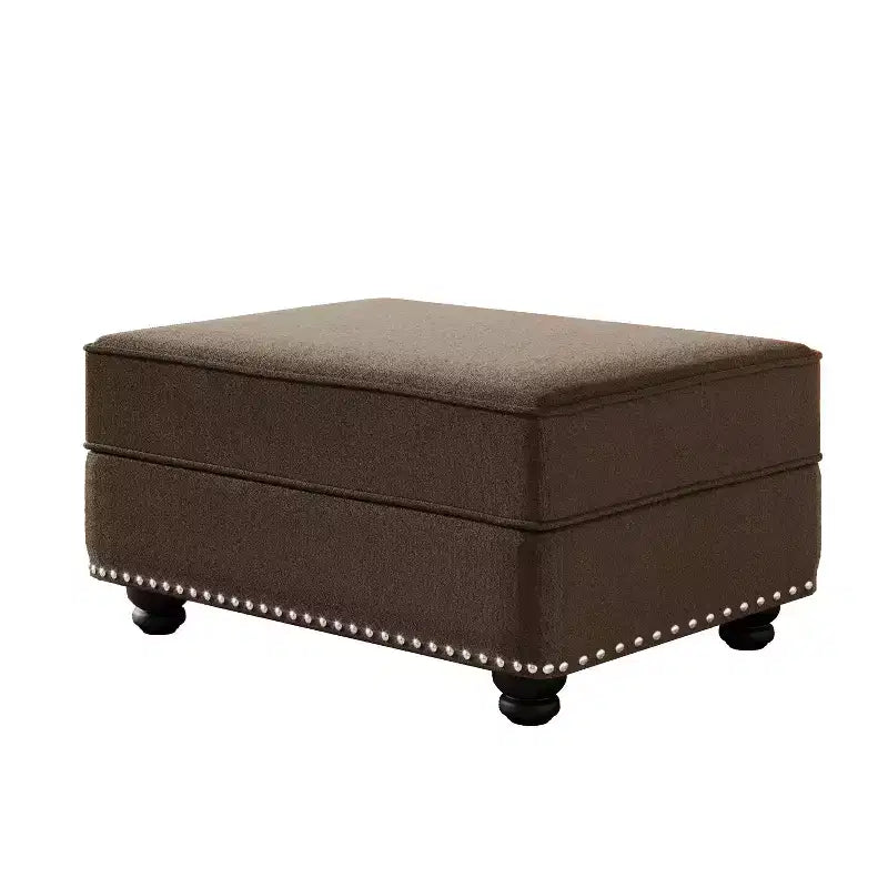 GDFStudio Eloise Velvet Upholstered Ottoman with Nailhead Trim