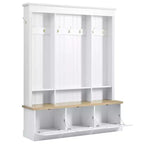 Meuble d'entrée intelligent à LED ModernLuxe avec banc de rangement, porte-manteau d'entrée avec 9 crochets et 3 compartiments à chaussures rabattables