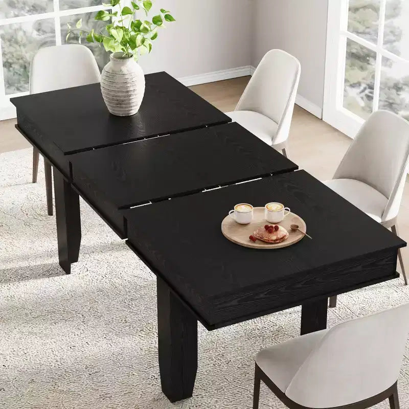 Table à manger extensible de 160 cm à 220 cm pour 6-10 personnes, tables de cuisine de style rustique avec cadre robuste en bois, grande table de dîner rectangulaire pour salle à manger