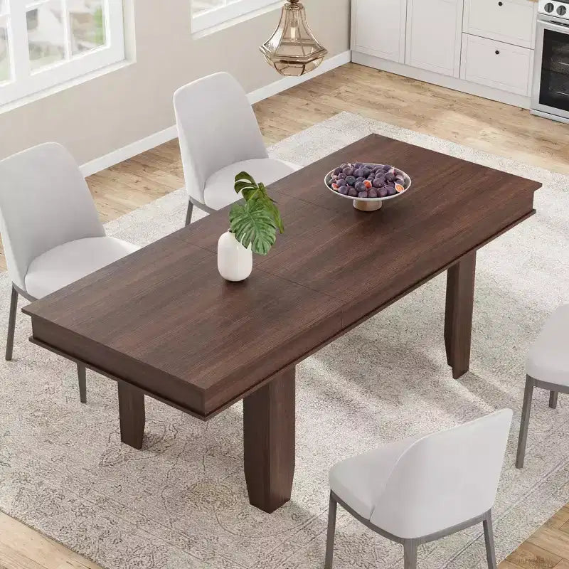 Table à manger extensible de 160 cm à 220 cm pour 6-10 personnes, tables de cuisine de style rustique avec cadre robuste en bois, grande table de dîner rectangulaire pour salle à manger