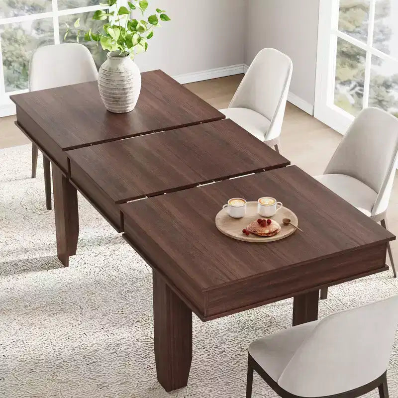 Table à manger extensible de 160 cm à 220 cm pour 6-10 personnes, tables de cuisine de style rustique avec cadre robuste en bois, grande table de dîner rectangulaire pour salle à manger
