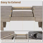 Table à manger extensible de 160 cm à 220 cm pour 6-10 personnes, tables de cuisine de style rustique avec cadre robuste en bois, grande table de dîner rectangulaire pour salle à manger