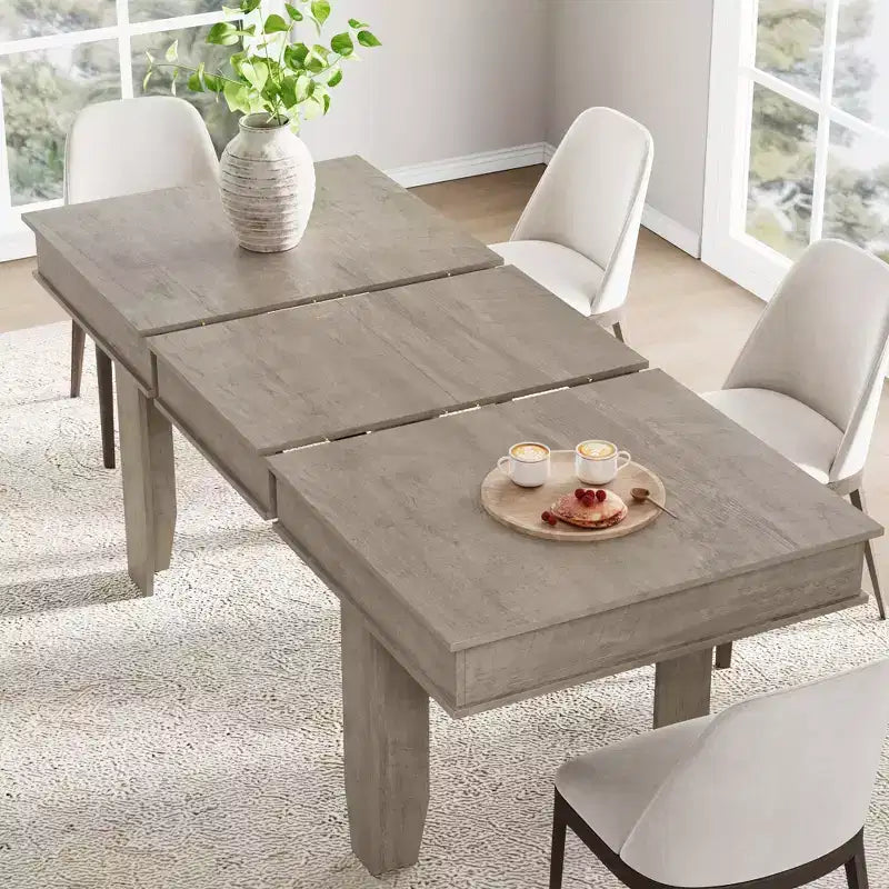 Table à manger extensible de 160 cm à 220 cm pour 6-10 personnes, tables de cuisine de style rustique avec cadre robuste en bois, grande table de dîner rectangulaire pour salle à manger