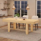 63 in-86.6 in Extendable Dining Room Table for 6-10, Farmhouse Kitchen Tables w/Wooden Sturdy Frame, Large Rectangular Dinner Table for Dining Room