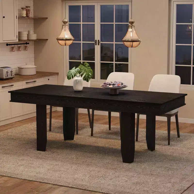 Table à manger extensible de 160 cm à 220 cm pour 6-10 personnes, tables de cuisine de style rustique avec cadre robuste en bois, grande table de dîner rectangulaire pour salle à manger