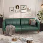 75 canapé convertible moderne en similicuir, causeuse 3 places style Mid-Century pour petits espaces