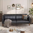 75 canapé convertible moderne en similicuir, causeuse 3 places style Mid-Century pour petits espaces
