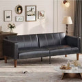 75 Modern Convertible Couch in Faux Leather, Mid-Century 3-Seat Loveseat Sleeper for Small Spaces
