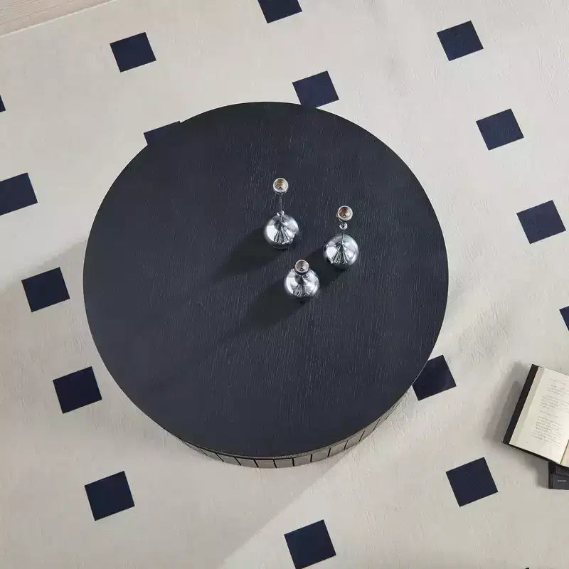 Table basse de rangement ronde moderne Caldrin avec compartiment caché GDFStudio