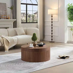 Table basse de rangement ronde moderne Caldrin avec compartiment caché GDFStudio