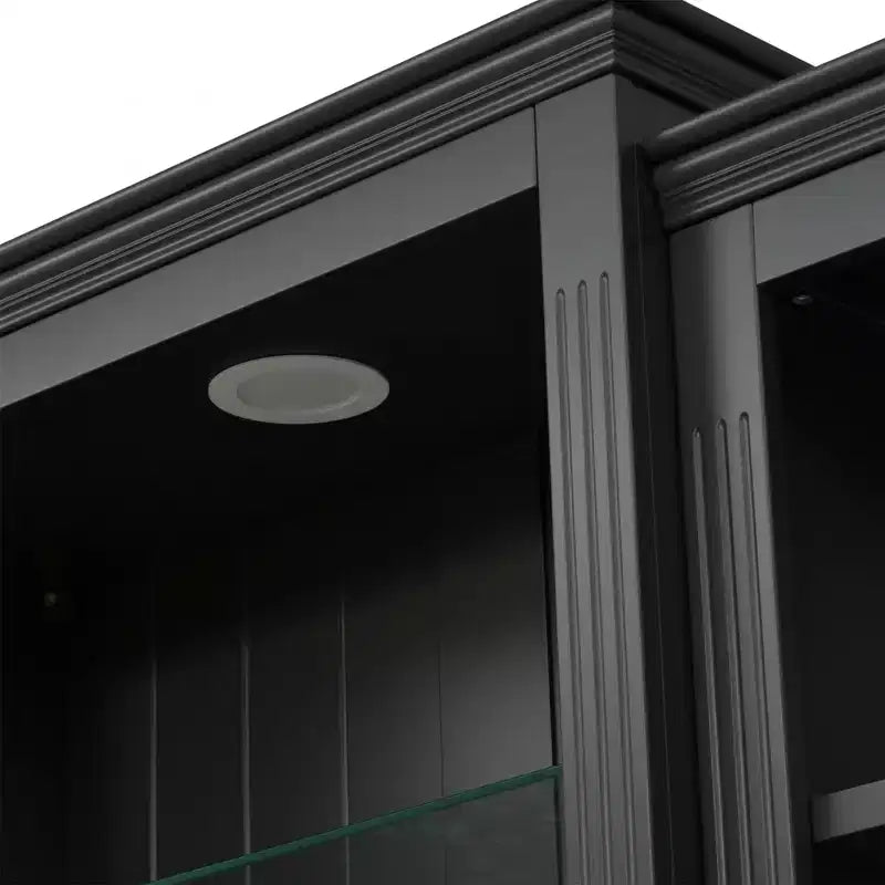 Bibliothèque et vitrine 3 pièces de 199,9 cm de haut avec éclairage 5 couleurs, étagères en verre trempé