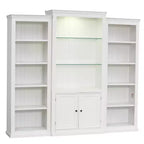 Bibliothèque et vitrine 3 pièces de 199,9 cm de haut avec éclairage 5 couleurs, étagères en verre trempé