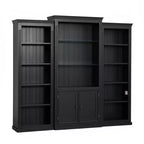 Bibliothèque et vitrine 3 pièces de 199,9 cm de haut avec éclairage 5 couleurs, étagères en verre trempé