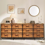 Meubles TV de 70 pouces pour salon, 12 tiroirs en tissu, station de charge, long meuble TV jusqu'à 80 pouces, table console média avec rangement