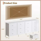 Meubles TV de 70 pouces pour salon, 12 tiroirs en tissu, station de charge, long meuble TV jusqu'à 80 pouces, table console média avec rangement