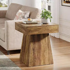 Petite table d'appoint Lantine, table d'appoint carrée rustique avec base large, petite table de chevet de ferme à côté du lit, à côté du fauteuil, pour le salon, marron
