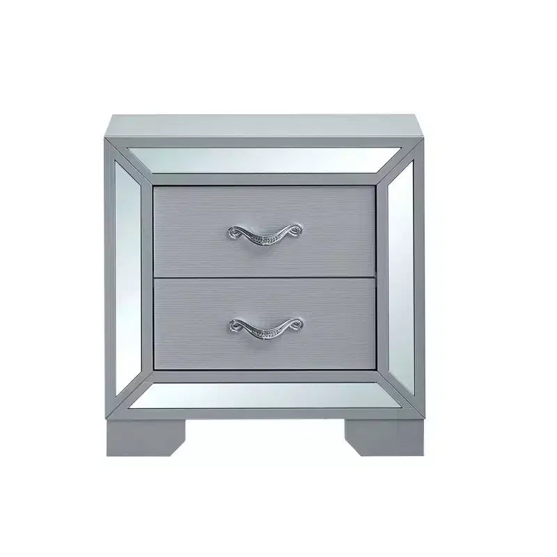 Passion Furniture Murry Silver 2-Drawer 24 in. W Nightstand