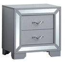 Table de chevet Passion Furniture Murry Silver 2 tiroirs de 61 cm de largeur