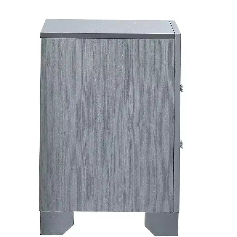 Table de chevet Passion Furniture Murry Silver 2 tiroirs de 61 cm de largeur