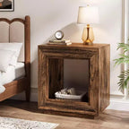 Table d'appoint Lantine marron rustique de 60 cm avec étagère de rangement, table de chevet de style rustique pour chambre, salon, entrée, montage facile