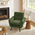 Fauteuil d'appoint confortable Art Leon en flanelle jacquard avec pieds en bois