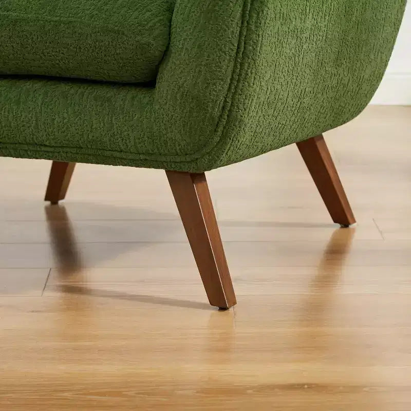 Fauteuil d'appoint confortable Art Leon en flanelle jacquard avec pieds en bois