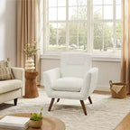 Fauteuil d'appoint confortable Art Leon en flanelle jacquard avec pieds en bois