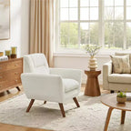 Fauteuil d'appoint confortable Art Leon en flanelle jacquard avec pieds en bois
