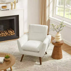 Fauteuil d'appoint confortable Art Leon en flanelle jacquard avec pieds en bois