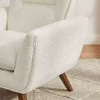 Fauteuil d'appoint confortable Art Leon en flanelle jacquard avec pieds en bois